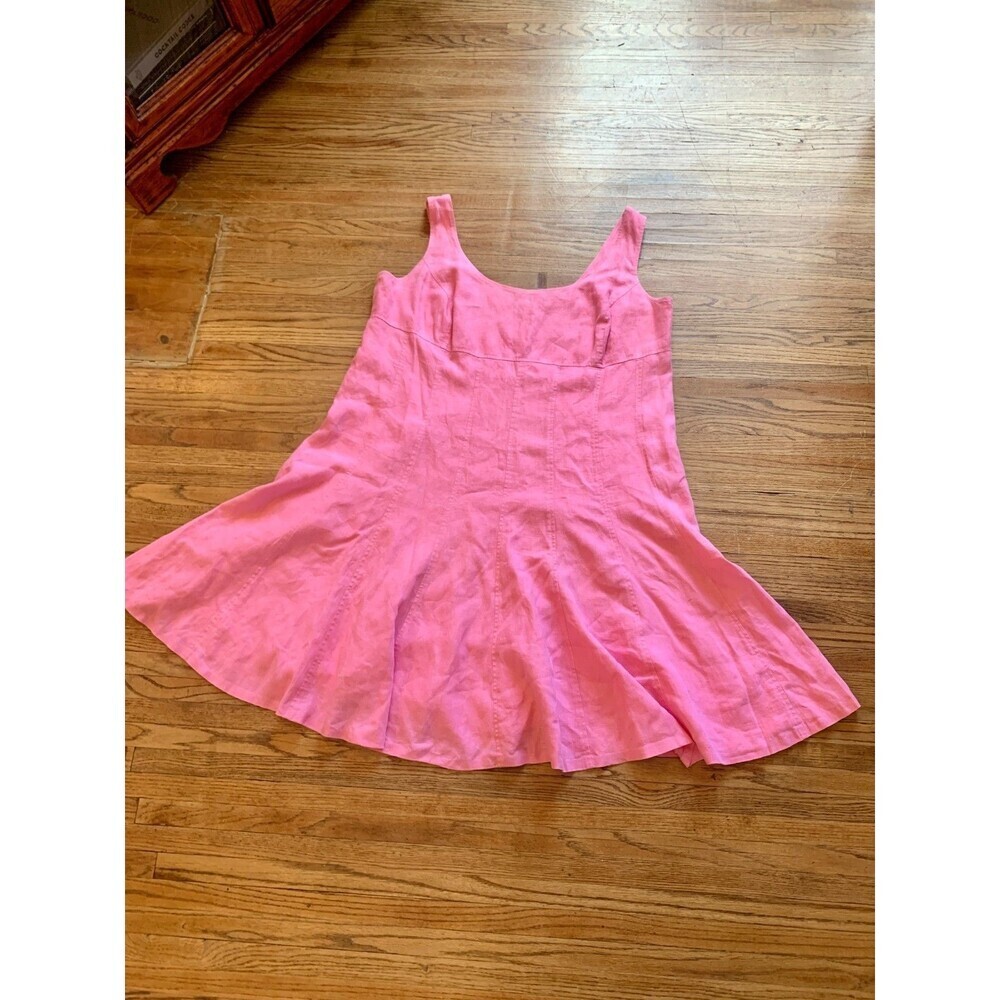 Lauren Ralph Lauren Classic Minimalist Pink Dress 100% Linen Sun 20W Lined Summe
